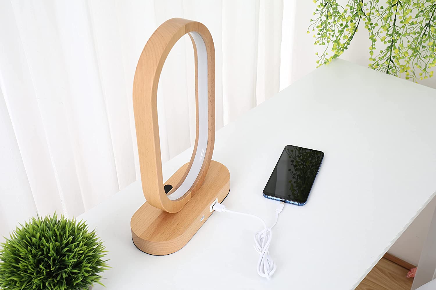Desk Mood Lamp, Wooden Table Lamp, 3 light mode Ambient Lamp With Gesture & Touch Control By Daamudi online