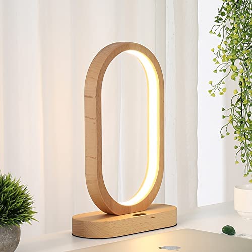 Desk Mood Lamp, Wooden Table Lamp, 3 light mode Ambient Lamp With Gesture & Touch Control By Daamudi
