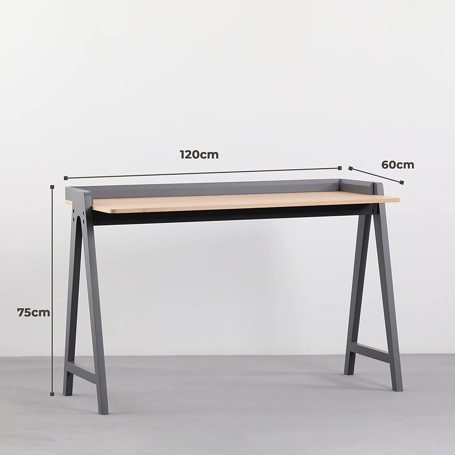 KAI Desk, Modern Nordic Desk, Study desk, Computer Desk, Study Table for home office with Solid Wood Base & Oak Top By Daamudi oak-black