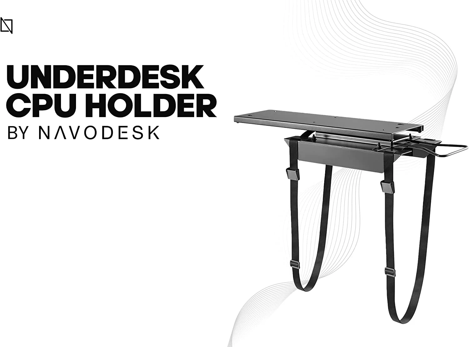 Navodesk Stap-on Under Desk CPU Holder, CPU Mount, PC Holder with Sliding Track Acessories