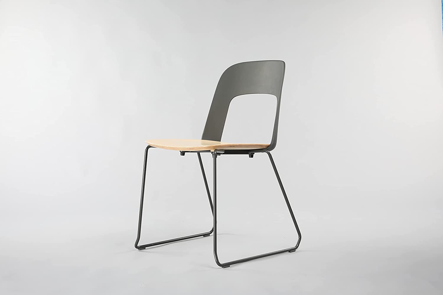 Solo Chair, Premium Stackable Chairs, Modern Solid wood Chairs for Dining & Leisure, Cafe Chairs for Home & Office By Navodesk Carbon Ash