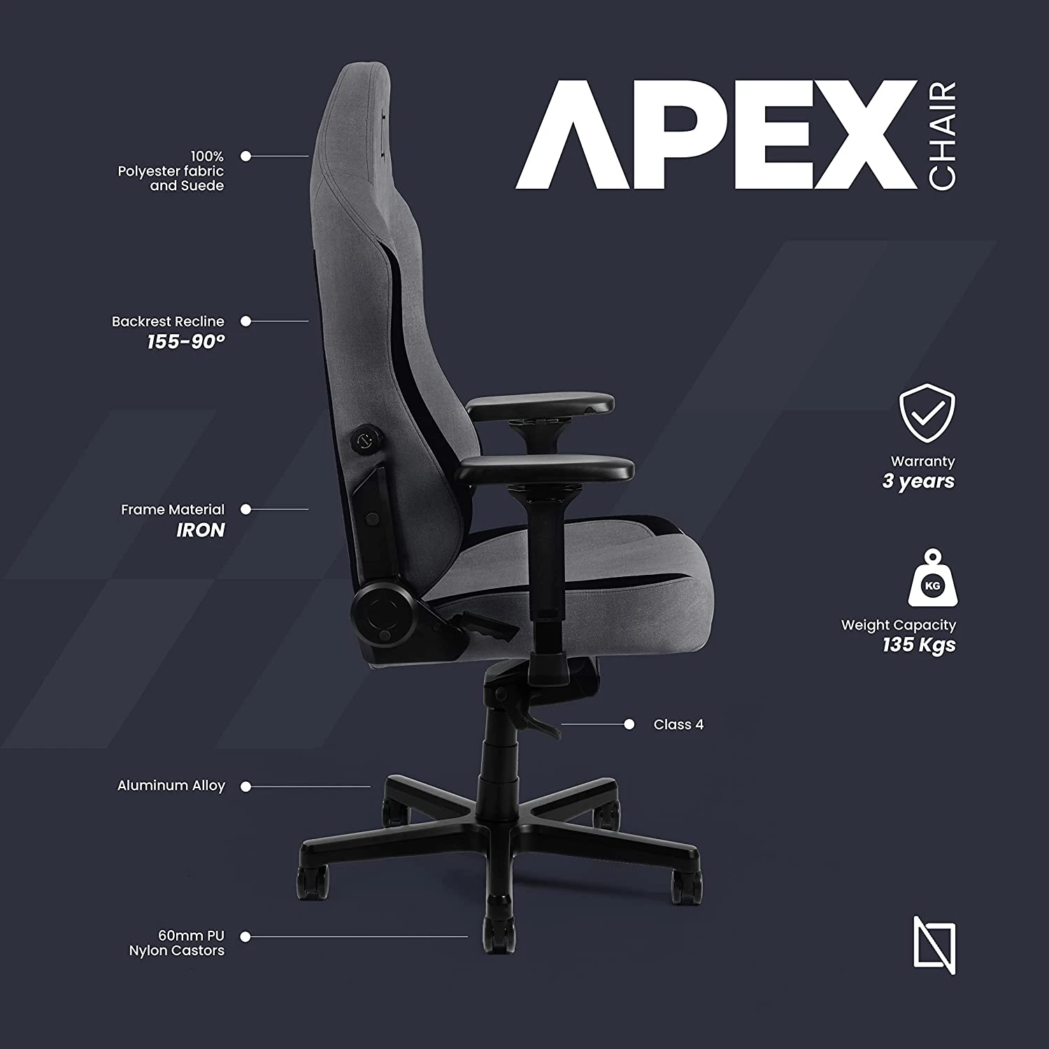 APEX Chair, Premium Ergonomic Soft Fabric Gaming Chair with Memory Foam Pillows, Magnetic Headrest & Integrated Lumbar Support By Navodesk