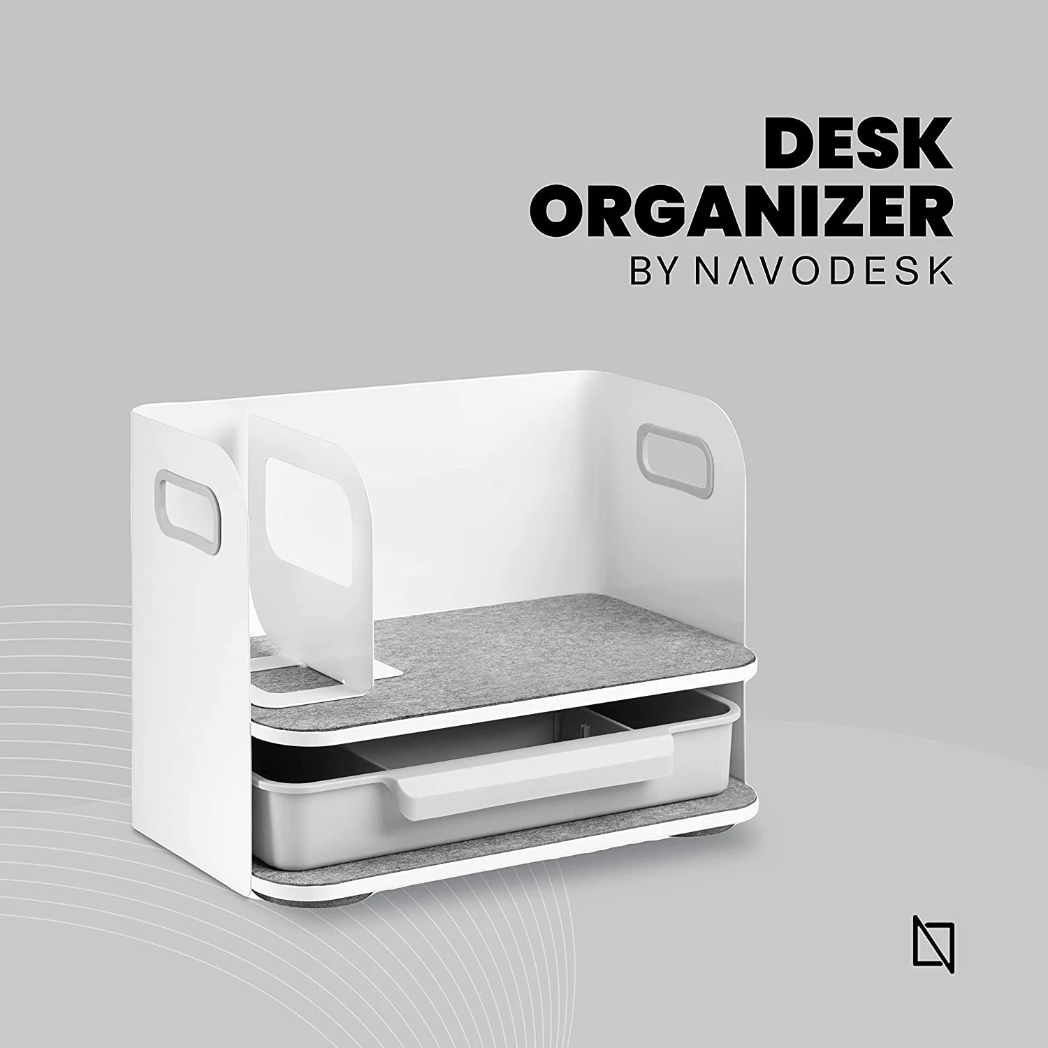 Navodesk Desk Organizer - Compact Solution with Drawer and Bookend for a Clutter-Free Workspace